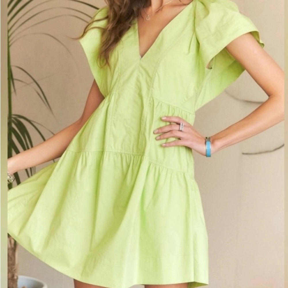 ALC Lime Green V-Neck Women's Dress